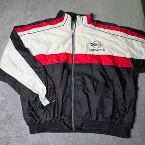 Pro Celebrity Mens XXL Corvette Windbreaker Jacket Black White Red Colorblock